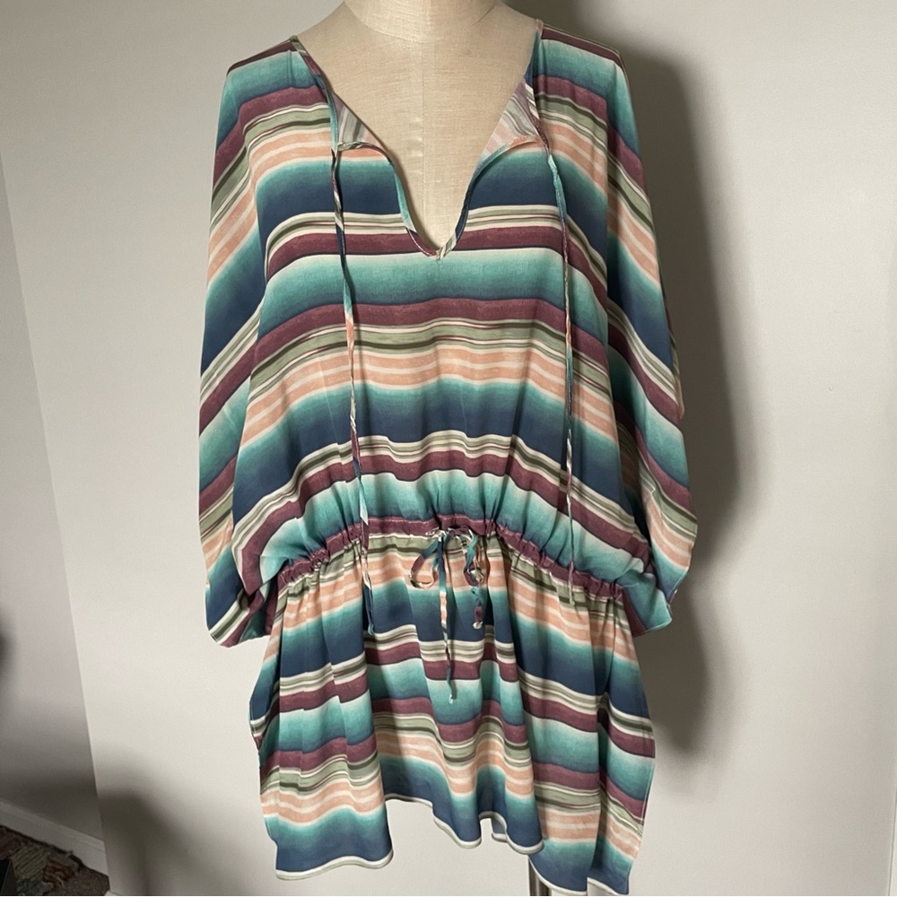 Hermanny striped silk top / coverup size M